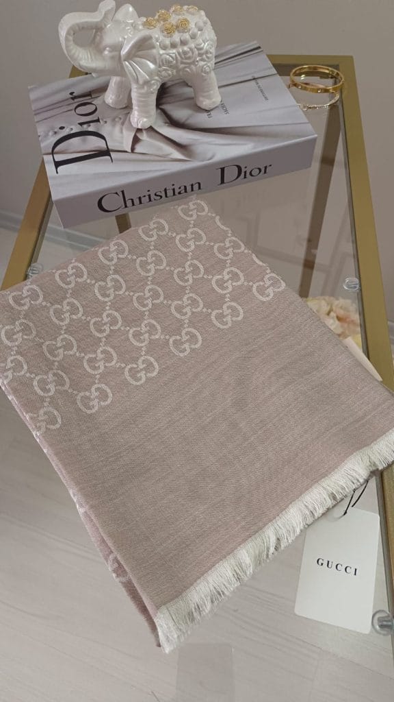 A Kalite İthal Gucci Yün İpek Şal - Bej