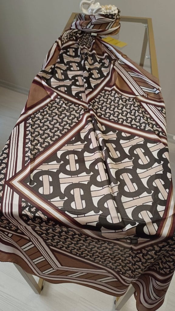 Burberry Desen İthal Vual İpek Şal - Kahve