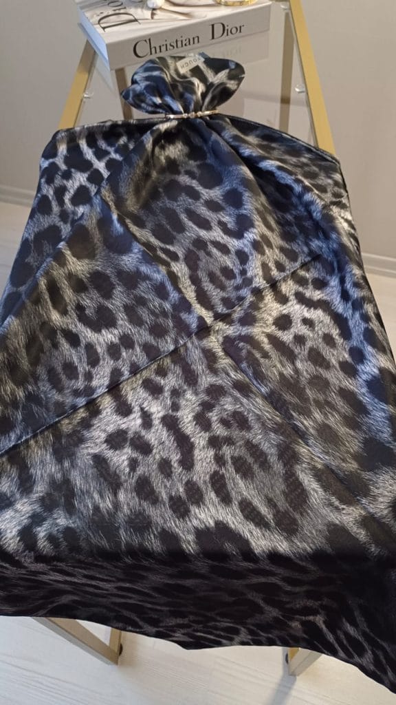 Leopar Desen Pamuk İpek Şal - Gri