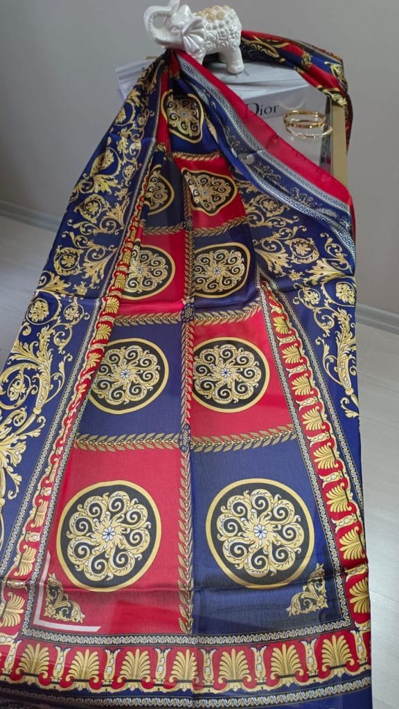 Versace İthal Vual İpek Şal - Bordo