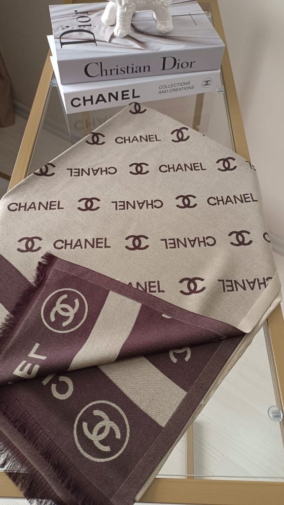 Chanel Desen Kaşmir Şal - Kahve