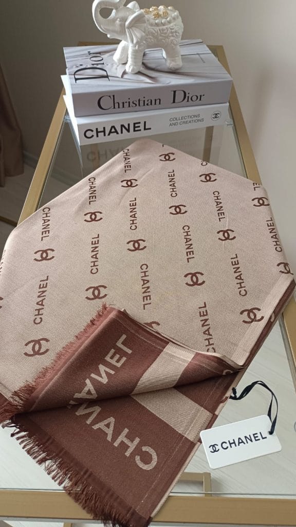 Chanel Desen Kaşmir Şal - Sütlü Kahve