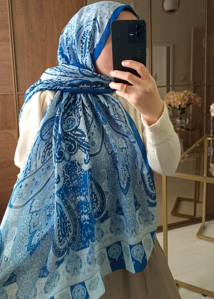 Etnik Etro Desen Pamuk Soft Şal - Saks