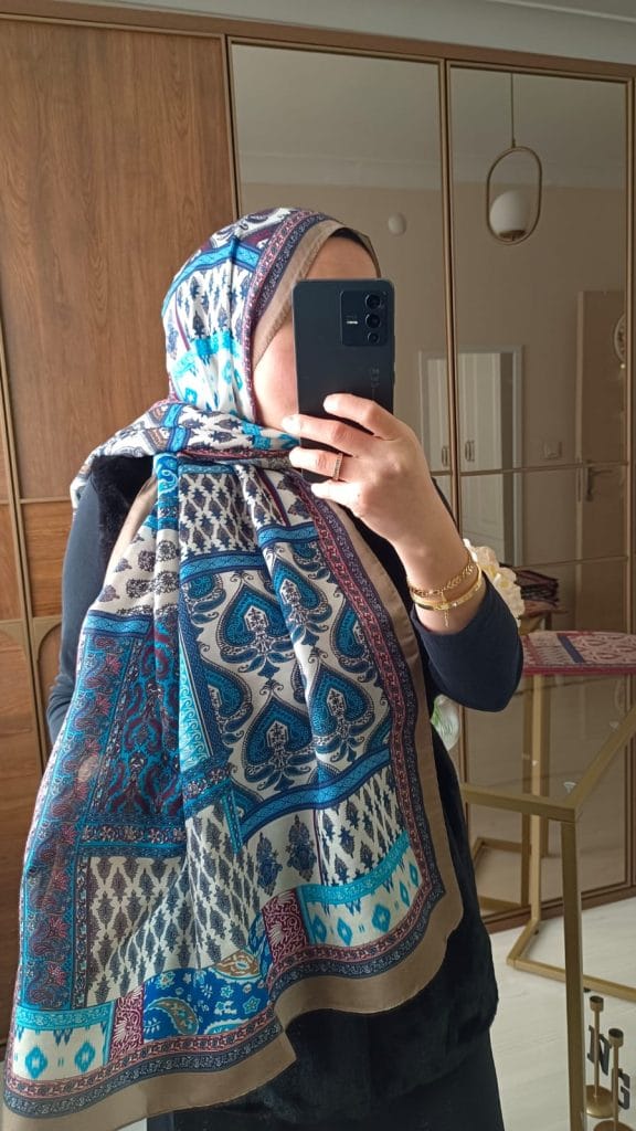 Etro Maça Desen Pamuk Soft Şal - Bej - Bebe Mavisi