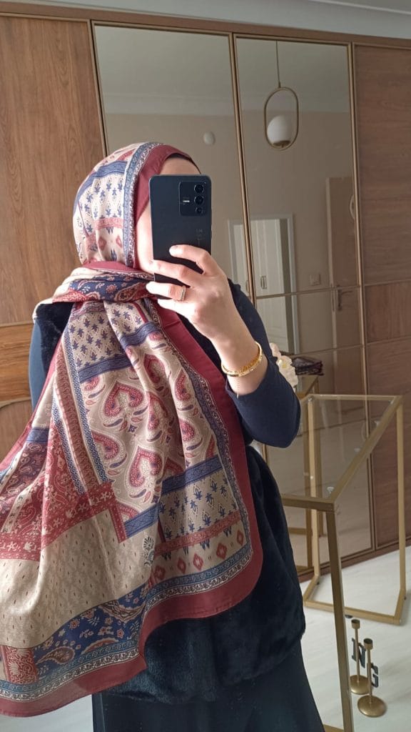 Etro Maça Desen Pamuk Soft Şal - Bordo - Vizon