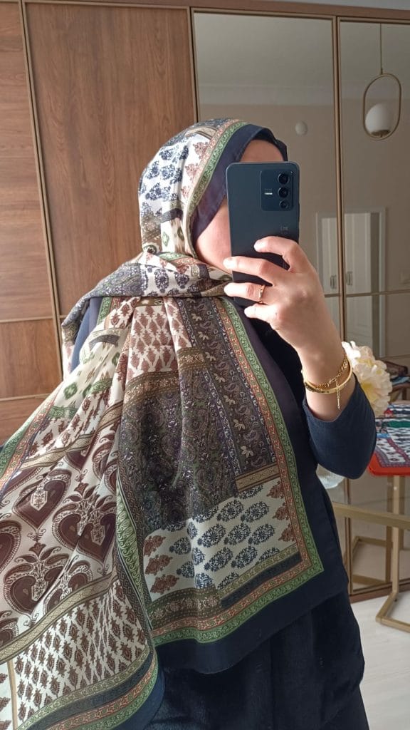 Etro Maça Desen Pamuk Soft Şal - Haki - Lacivert