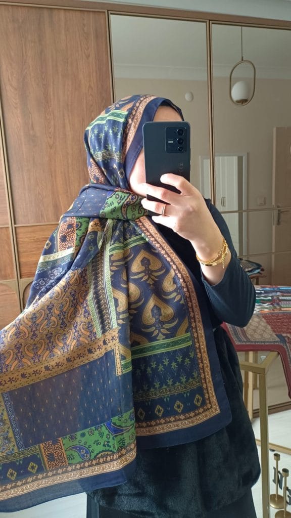 Etro Maça Desen Pamuk Soft Şal - Siyah - Yeşil