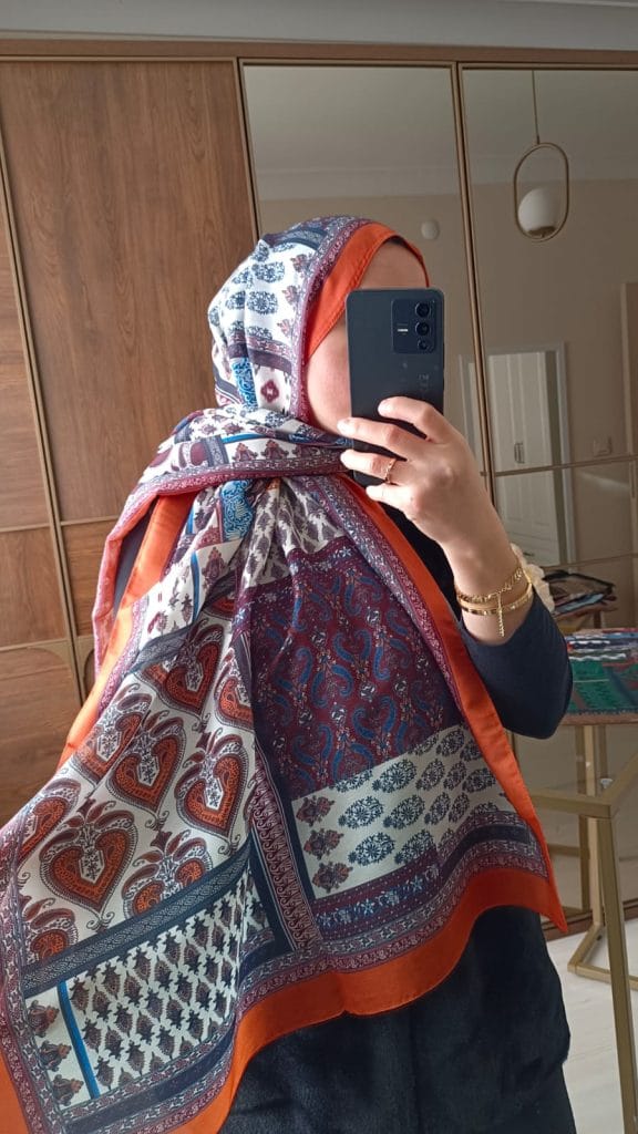 Etro Maça Desen Pamuk Soft Şal - Turuncu - Bordo