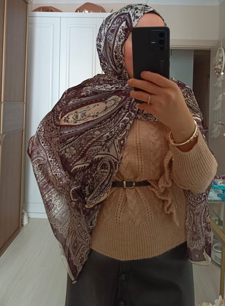 Etro Marka İthal Etnik Desen Vual İpek Şal - Krem Kahve