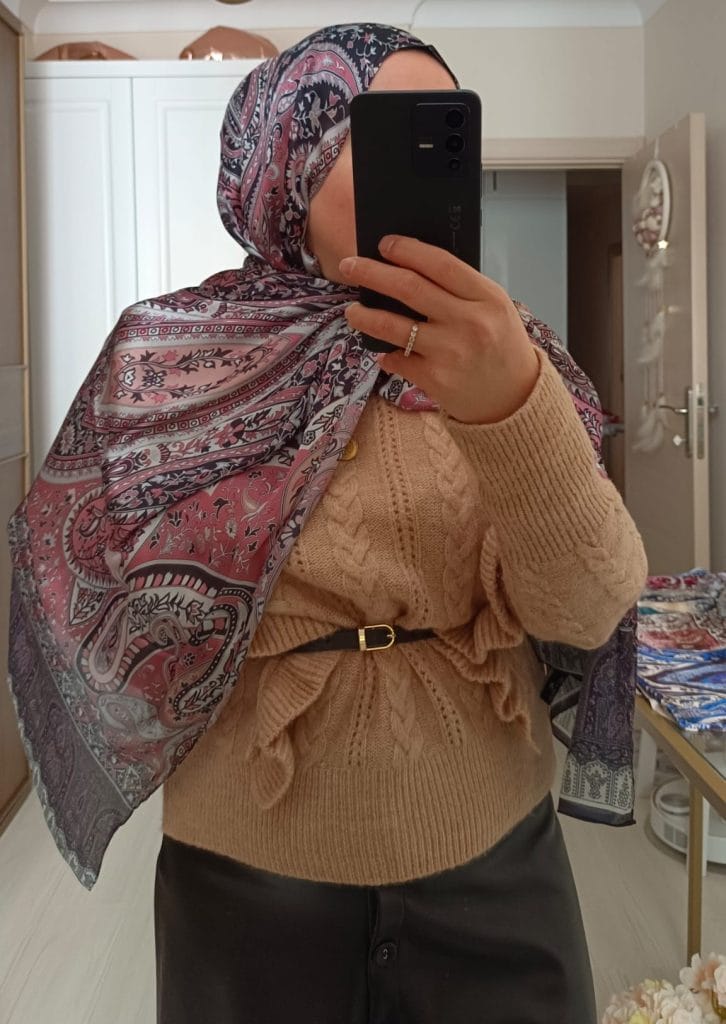 Etro Marka İthal Etnik Desen Vual İpek Şal - Pudra