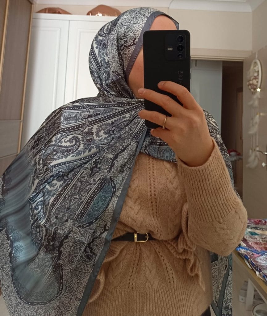 Etro Marka İthal Etnik Desen Vual İpek Şal - Su Yeşili