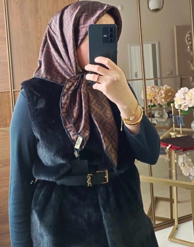 Vual İpek Fendi Eşarp - Siyah