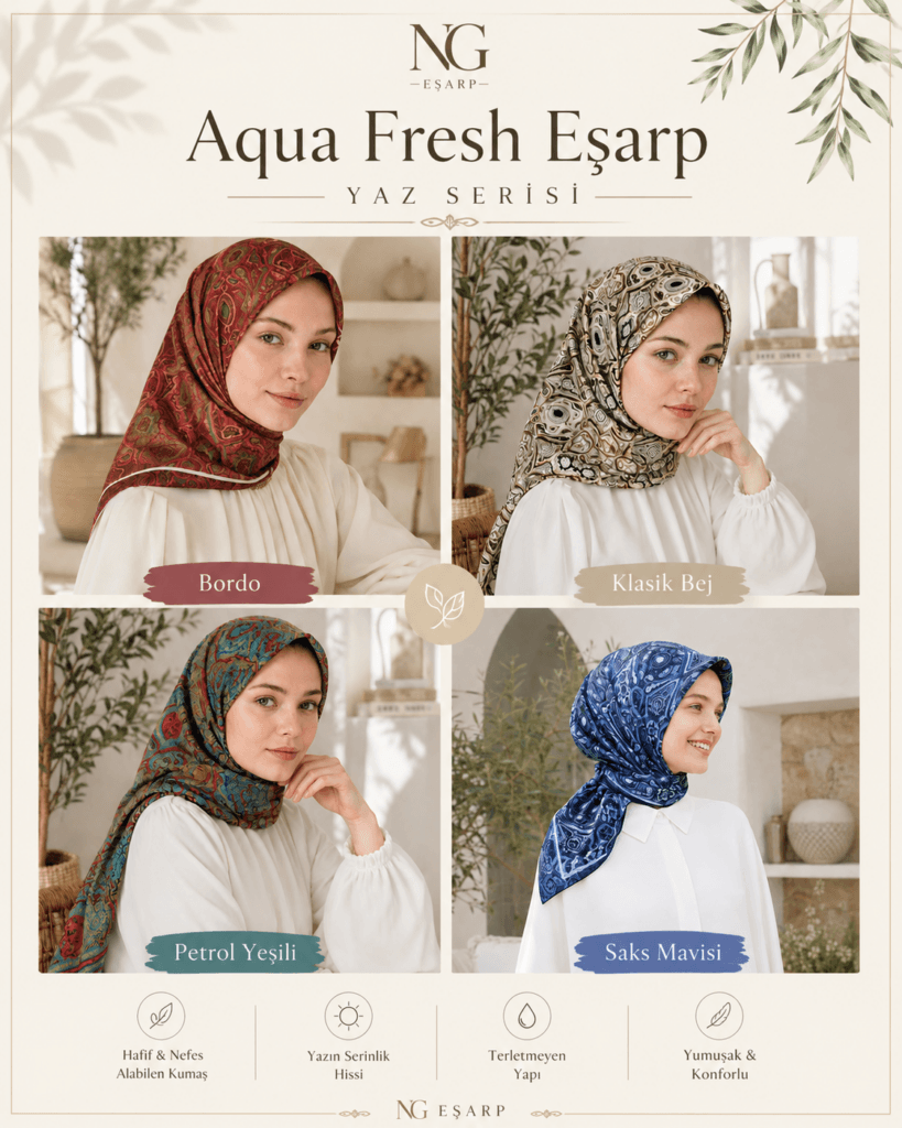 Aqua Fresh Eşarp – Yaz Serisi | Yazlık Tesettür Eşarp