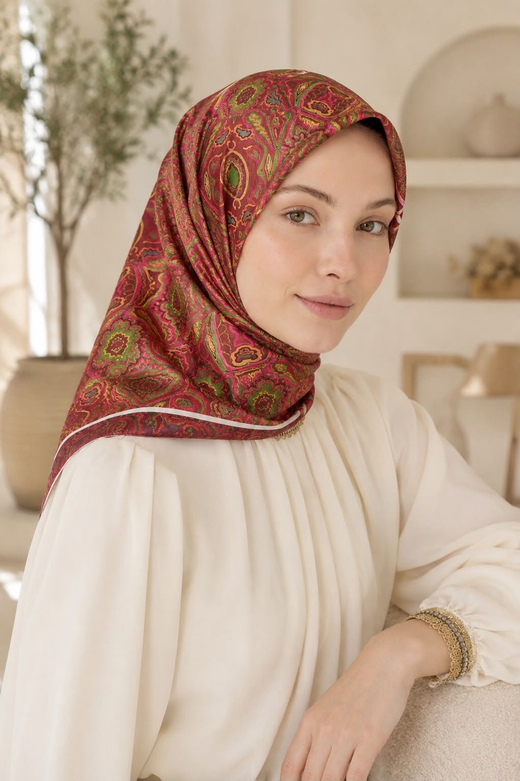 Aqua Fresh Eşarp - Yaz Serisi - Bordo