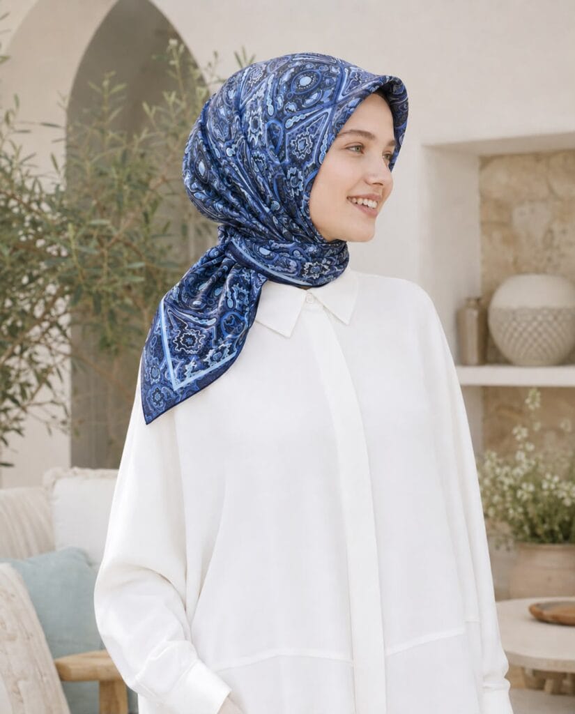 Aqua Fresh Eşarp - Yaz Serisi - Saks Mavisi
