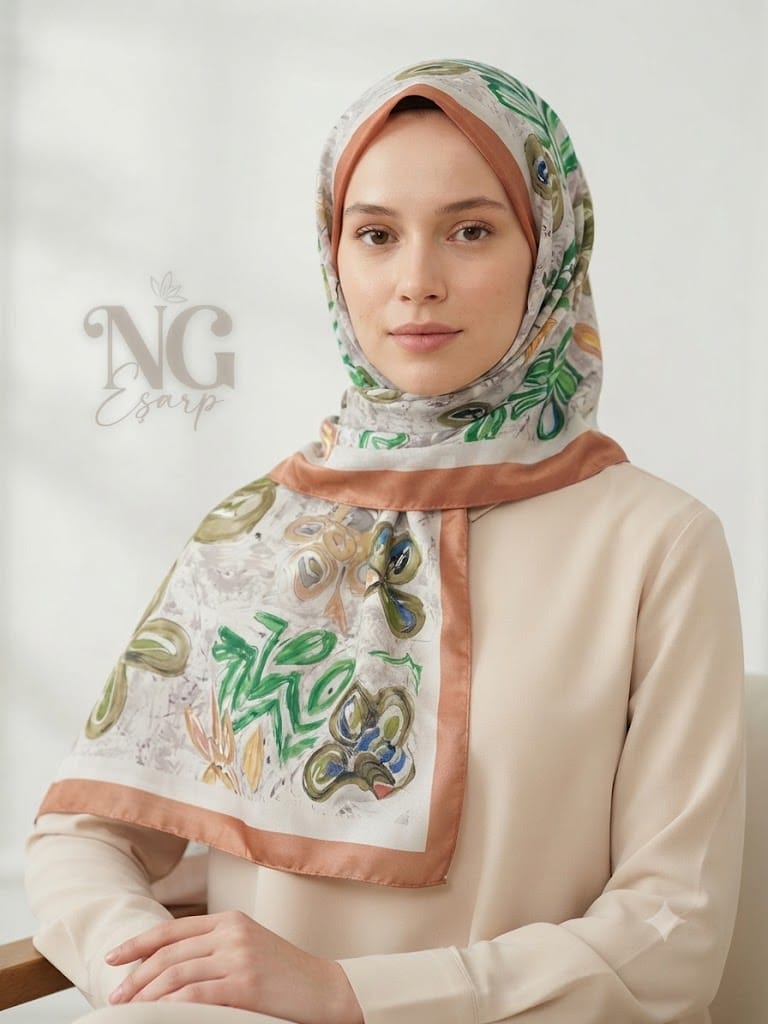 Asya Desen Riva Pamuk Şal - Yeşil Bahar - 2