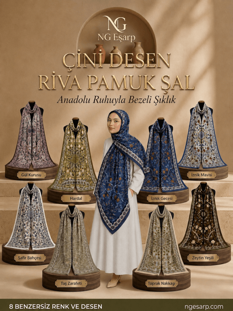 Çini Desen Riva Pamuk Şal