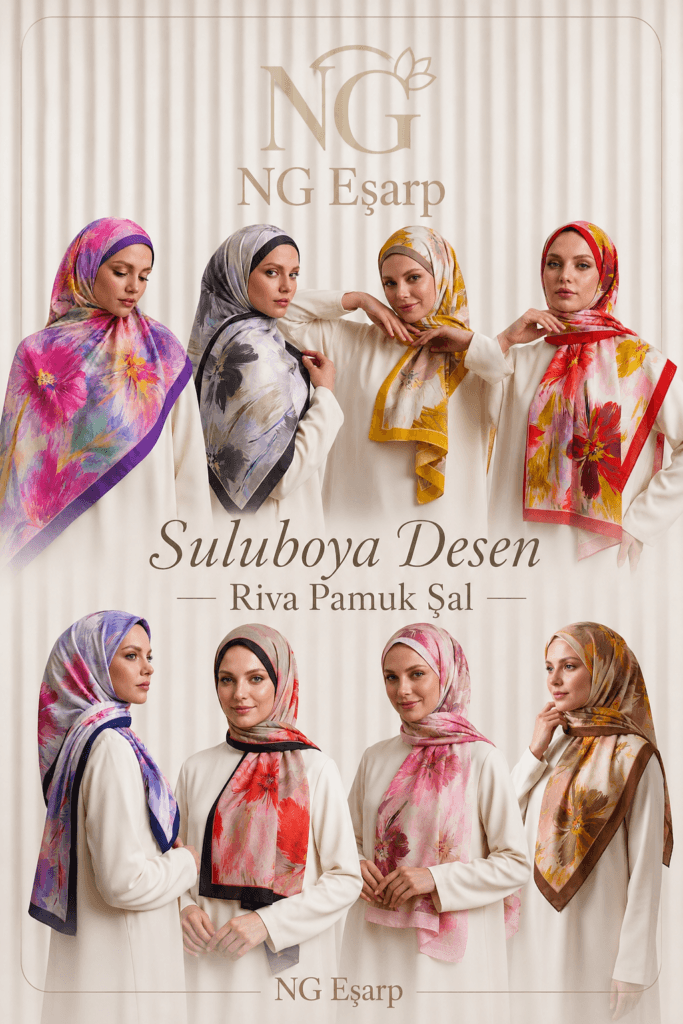 Suluboya Desen Riva Pamuk Şal
